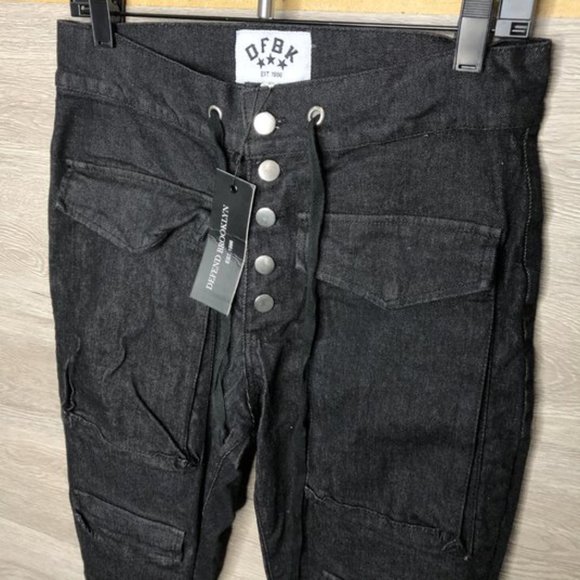 Defend Brooklyn 32 Moto Button Fly Destroy Jeans - Picture 2 of 7